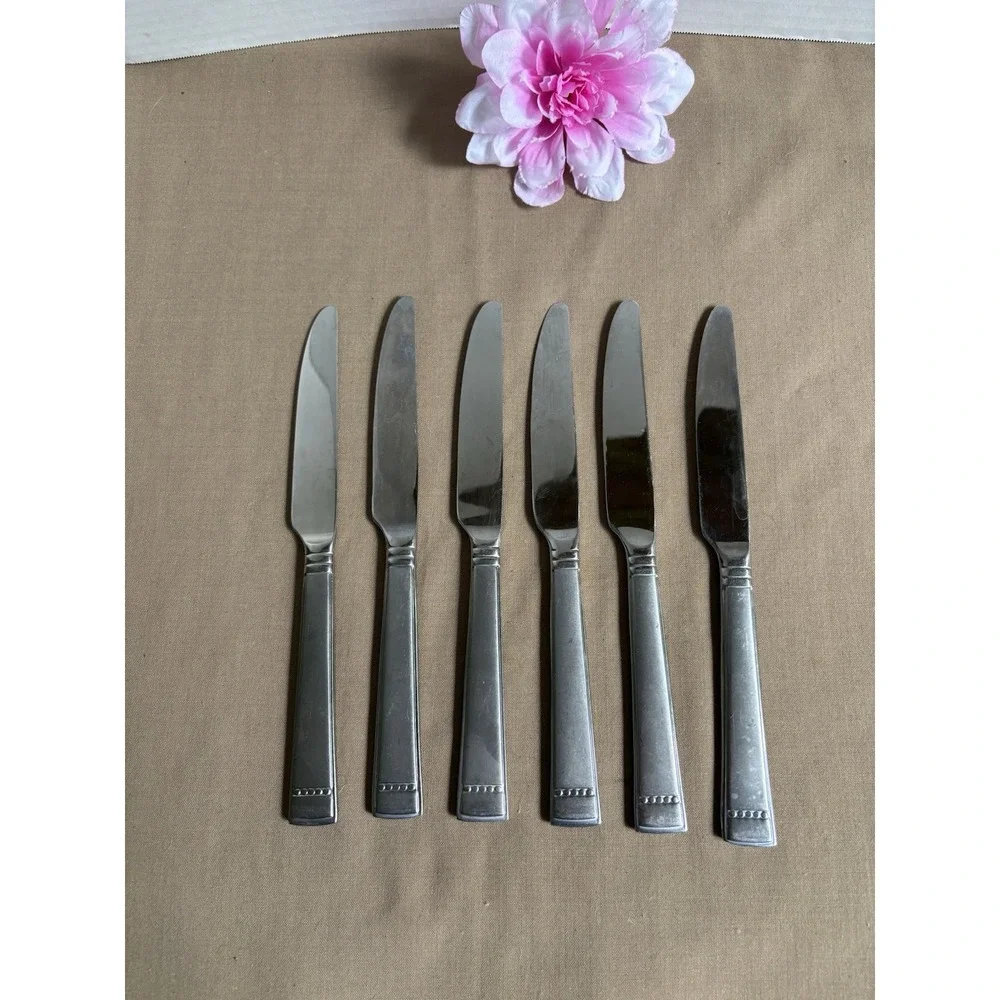Towle Wallace Leah Frost Stainless Flatware Knives Set Of 6 - 9 1/2